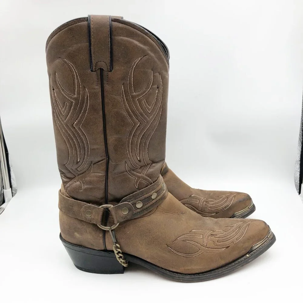 ABILENE BOOT CO. Sage Air Embroidered Brown Leather Cowboy Boots Mens 10 - Picture 3 of 13